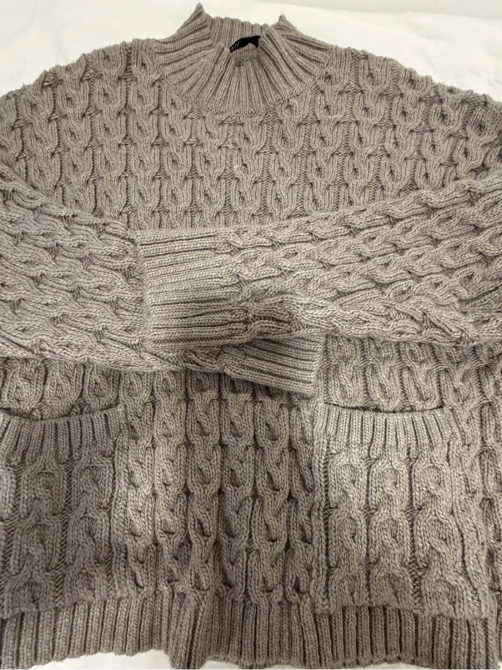 Zara Taupe Cable Knit Turtleneck Sweater